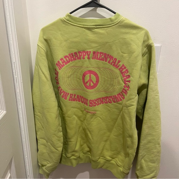 Green MadHappy Crewneck w pink lettering - Picture 2 of 4
